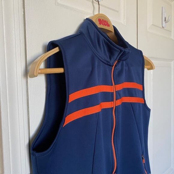 Lizgolf Vest Full Zip Navy Blue‎ w/Orange Trim Pockets Mock Neck Women's Large - Picture 7 of 13